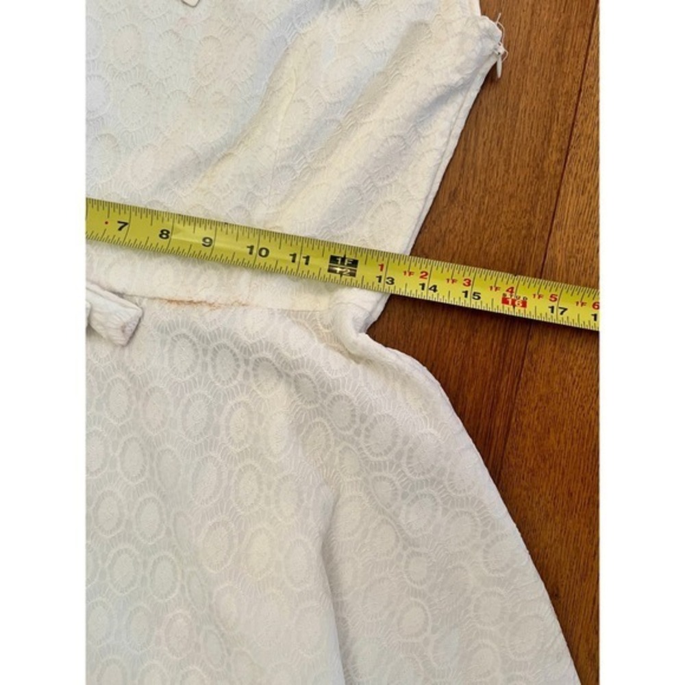 NWT Retro Lace Swing Dress Ivory Bow Waist Boat Neck A Line Bridal Cocktail M - Picture 9 of 17